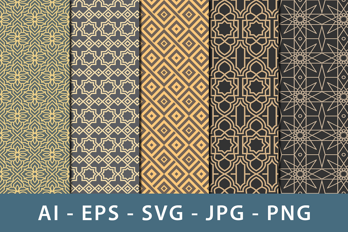Patterned Geometric Islamic Designs, a Pattern Graphic by Saba Vector (Photo 1 of 3)