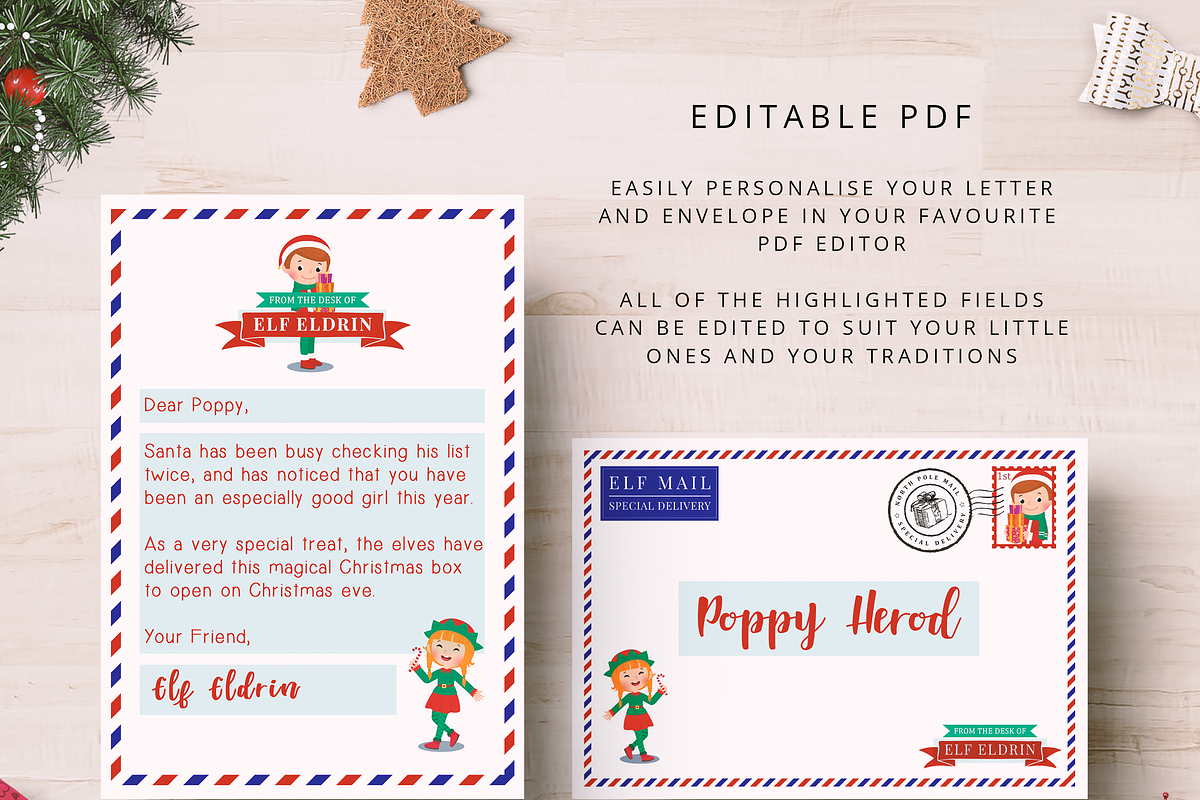 Editable Elf Letter Set, a Stationery Template by Studio Sirona (Photo 2 of 4)