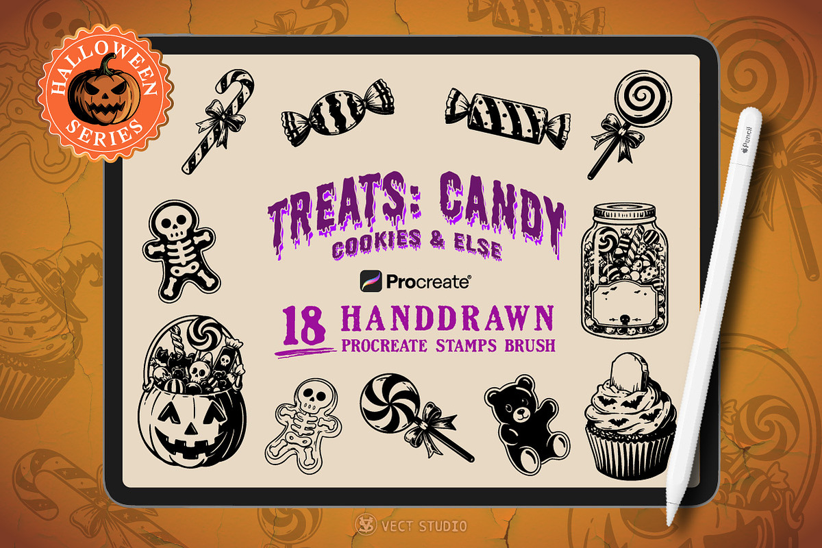 18 Candy&Treats Stamp Brushes, a Brush Add-On by vectstudio (Photo 1 of 10)