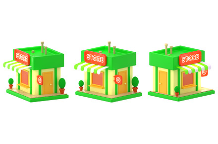 3d render store building, market, a Food & Drink 3D Model by art PVP - market