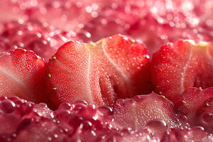 Close-up of fresh red strawberries drenched in water droplets, showcasing their, a Background Photo by ImageMir