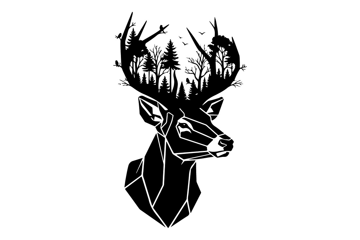 Deer Antler Silhouette Bundle, an Object Illustration by yasushie (Photo 8 of 31)