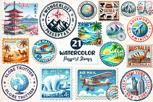Passport Stamps Sublimation Bundle, an Illustration by CreationArt
