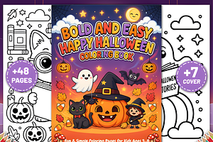 Bold Easy Happy Halloween Coloring, a Seasonal Illustration by Coco Bloom