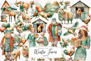 Winter Farm Clipart, an Illustration by Markicha Art