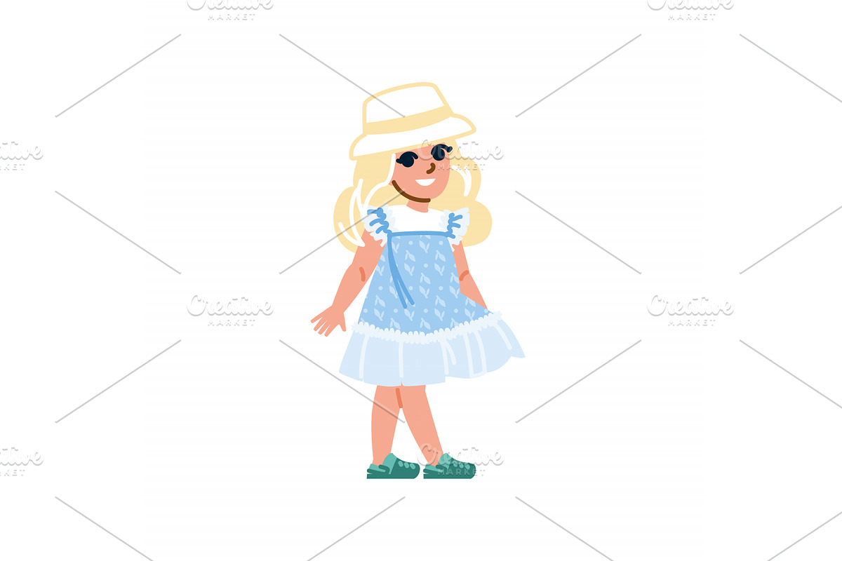 Smiling blond girl wearing summer, a Person Illustration by pikepicture