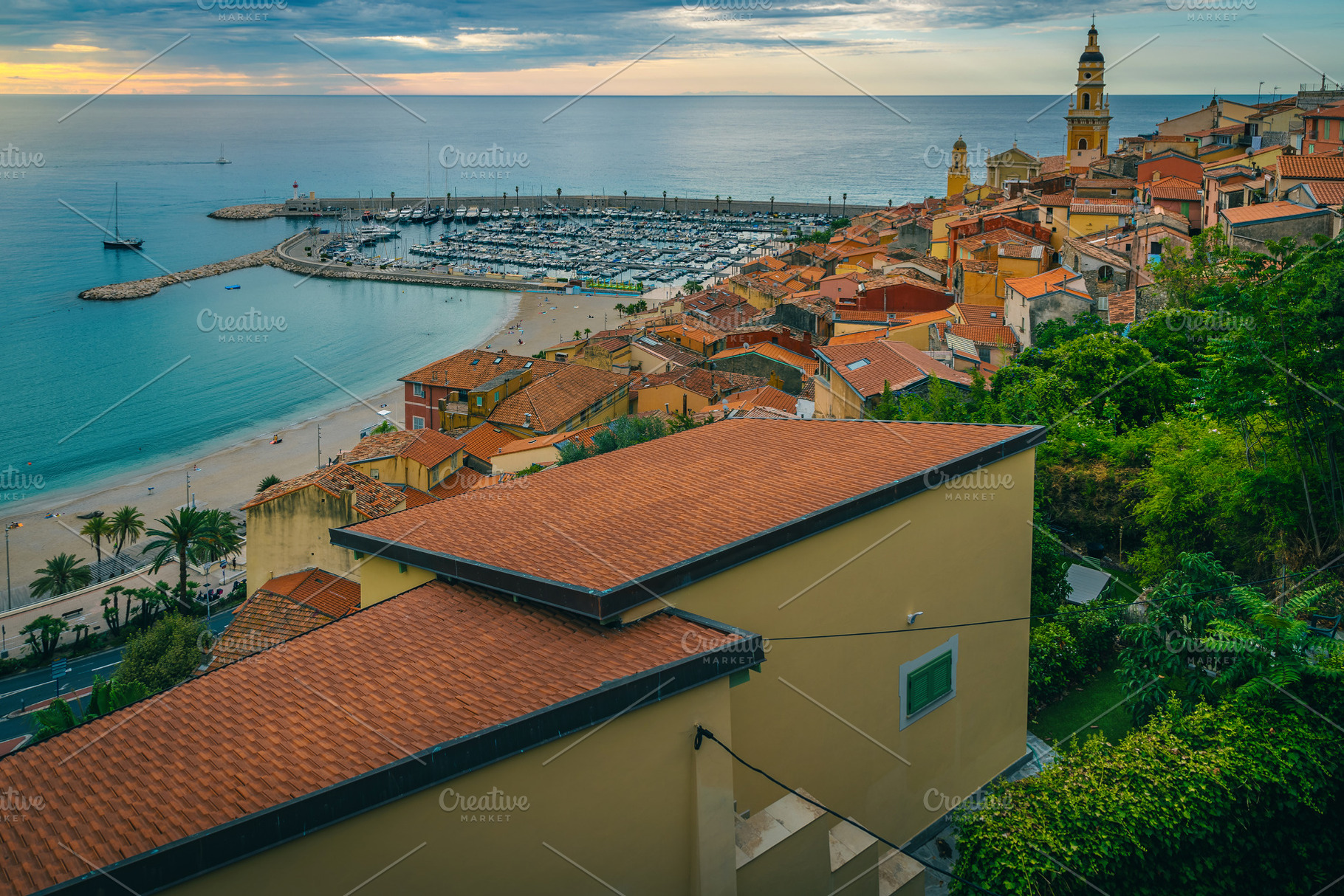 Menton harbor and beach view, France, an Architecture Photo by Alpine Dreams