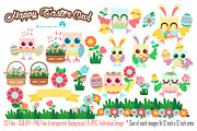 Easter Owl Digital Clipart, a Seasonal Illustration by Cozy Cat Design (Thumbnail 1 of 5)