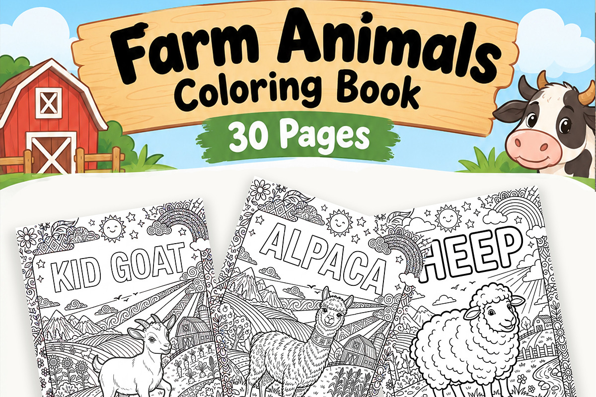 Farm Animal Coloring Book for Kids, an Education Illustration by Mohammad Sarfaraz (Photo 6 of 11)
