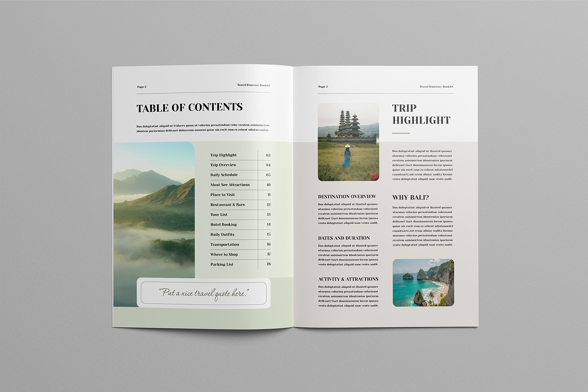 Travel Itinerary Book, a Magazine Template by Leaflove (Photo 2 of 9)
