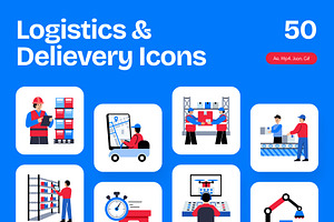 Animated Logistics and Delivery Icon, a Transportation Illustration by Creative Stall