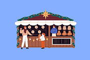 People at Christmas stalls set, a Seasonal Illustration by PaperTrident (Thumbnail 6 of 10)