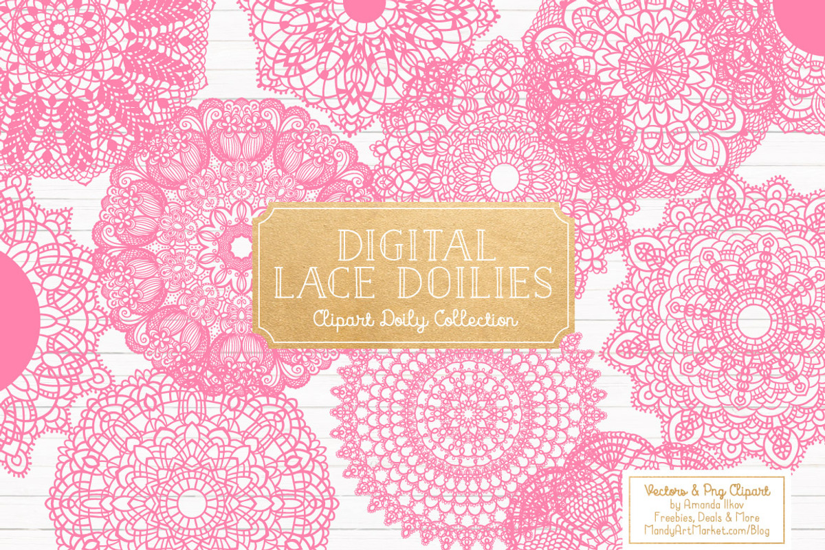 Pink Lace Vectors, Doily Clipart, an Illustration by Amanda Ilkov (Photo 1 of 4)