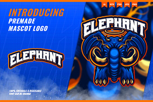 Blue Elephant - Mascot Esport Logo
