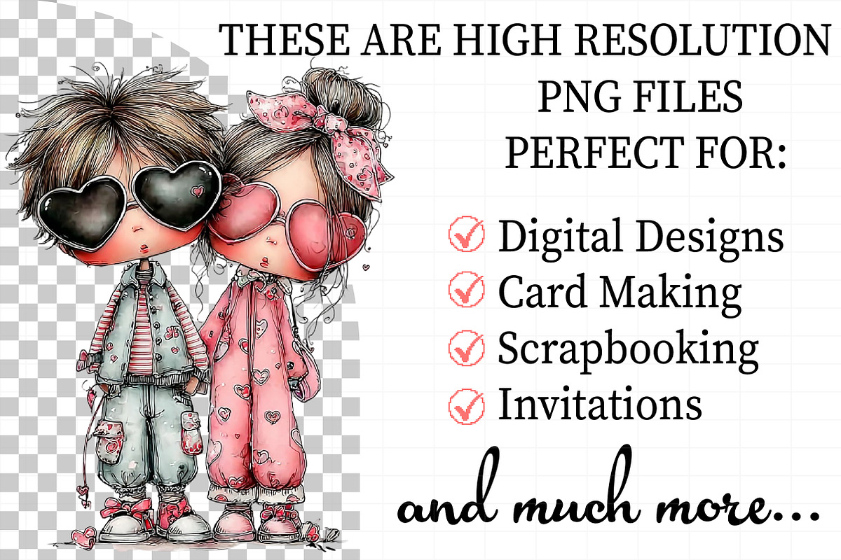 Whimsical Valentine Couple Clipart, an Illustration by Daily.Designs (Photo 2 of 5)