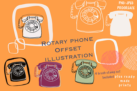 Rotary phone retro graphic stamps