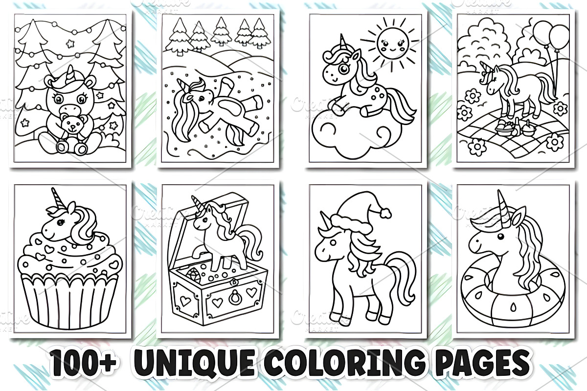 Cute Unicorn Coloring Book for Kids, an Animal Illustration by Design Station (Photo 4 of 8)