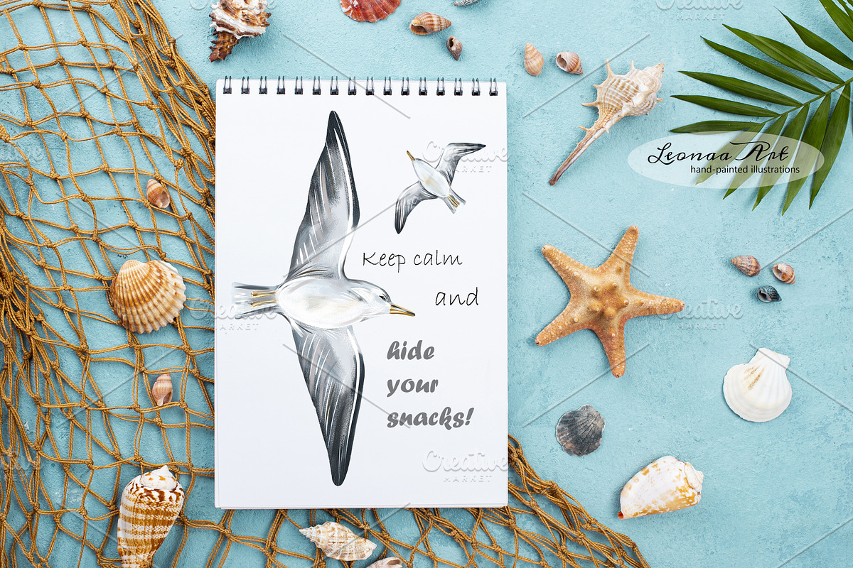 Seagulls Clipart Set, an Animal Illustration by Leonaa art (Photo 3 of 10)