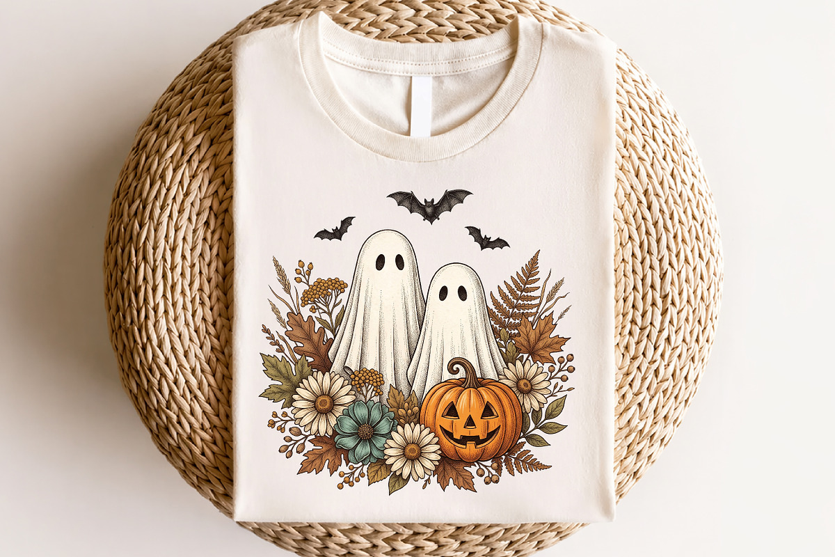 Vintage Boho Floral Ghost Pumpkin, a Seasonal Illustration by CraftArtStudio (Photo 4 of 4)