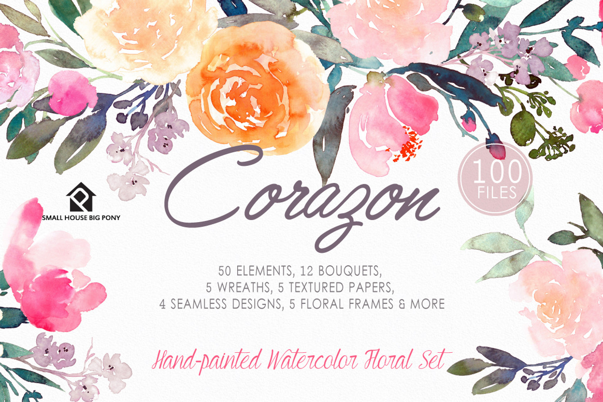 Corazon - Watercolor Floral Set, an Illustration by SmallHouseBigPony (Photo 7 of 12)