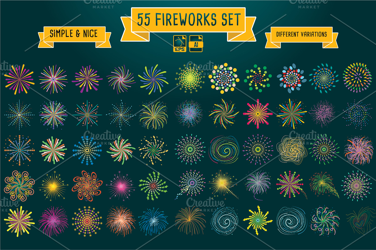 55 Fireworks Set