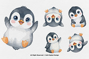 15 Bundle Watercolor Cute Penguin, an Animal Illustration by Morspective (Thumbnail 5 of 8)
