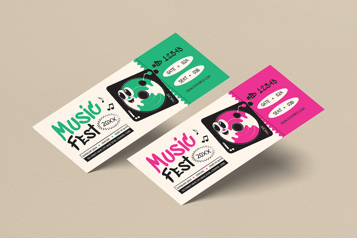 Music Festival Ticket, a Card Template by graphicook (Photo 1 of 3)