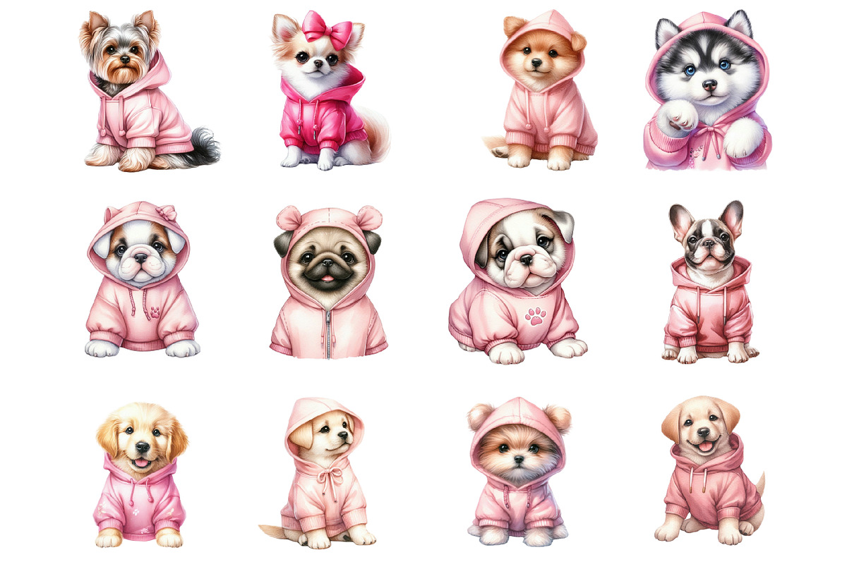 Pink Dog Hoodie Sublimation Clipart, a Graphic by CitraGraphics (Photo 2 of 4)