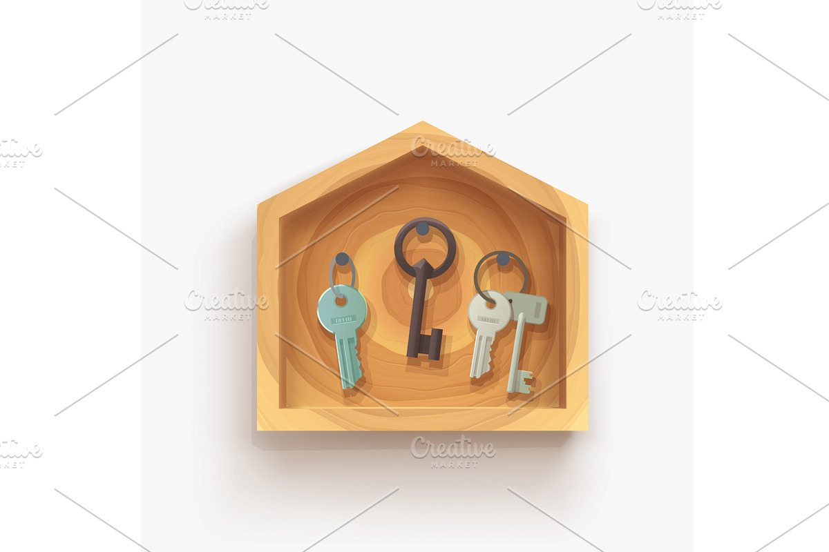 family wooden door key hanger on, an Object Illustration by IfH
