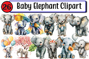 Baby Elephant Clipart, an Illustration by Design Market (Thumbnail 1 of 3)