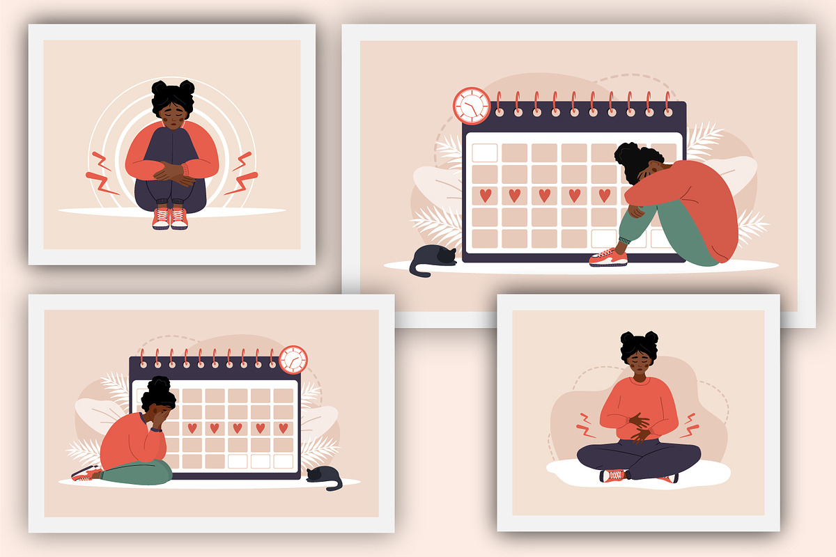 Menstrual Period african woman, an Illustration by KeronnArt (Photo 2 of 7)