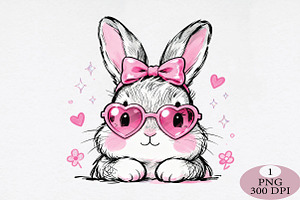 Coquette Preppy Easter Bunny PNG, an Illustration by Daily.Designs