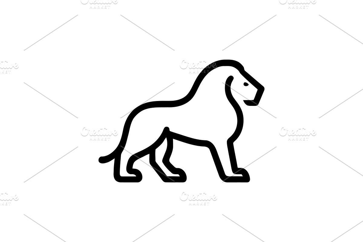 Outline Lion Silhouette Logo, a Branding & Logo Template by Vectorium Studio