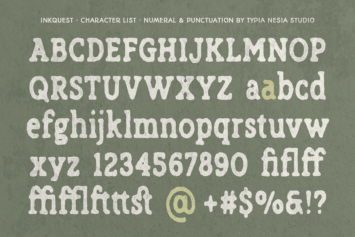 Inkquest - Rough Vintage Slab Serif, a Slab Serif Font by Typia Nesia (Photo 12 of 12)