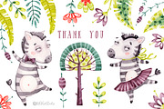 Watercolor nursery cute Zebra friend, an Animal Illustration by UlitkaStudio (Thumbnail 11 of 11)