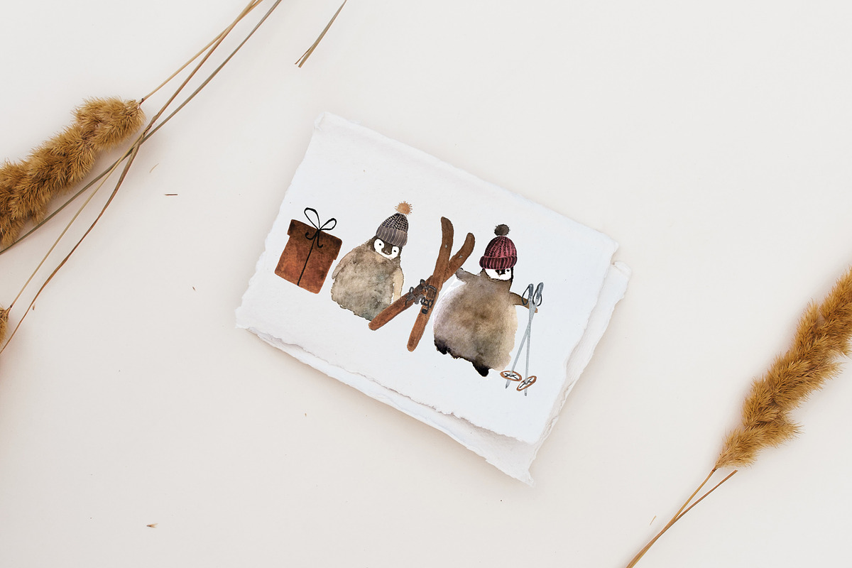 Cute penguins chicks watercolor set., an Animal Illustration by Bychovsky design (Photo 3 of 9)