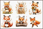 Autumn Foxes & Meadow Clipart, an Illustration by Sublimation Artist (Thumbnail 3 of 6)