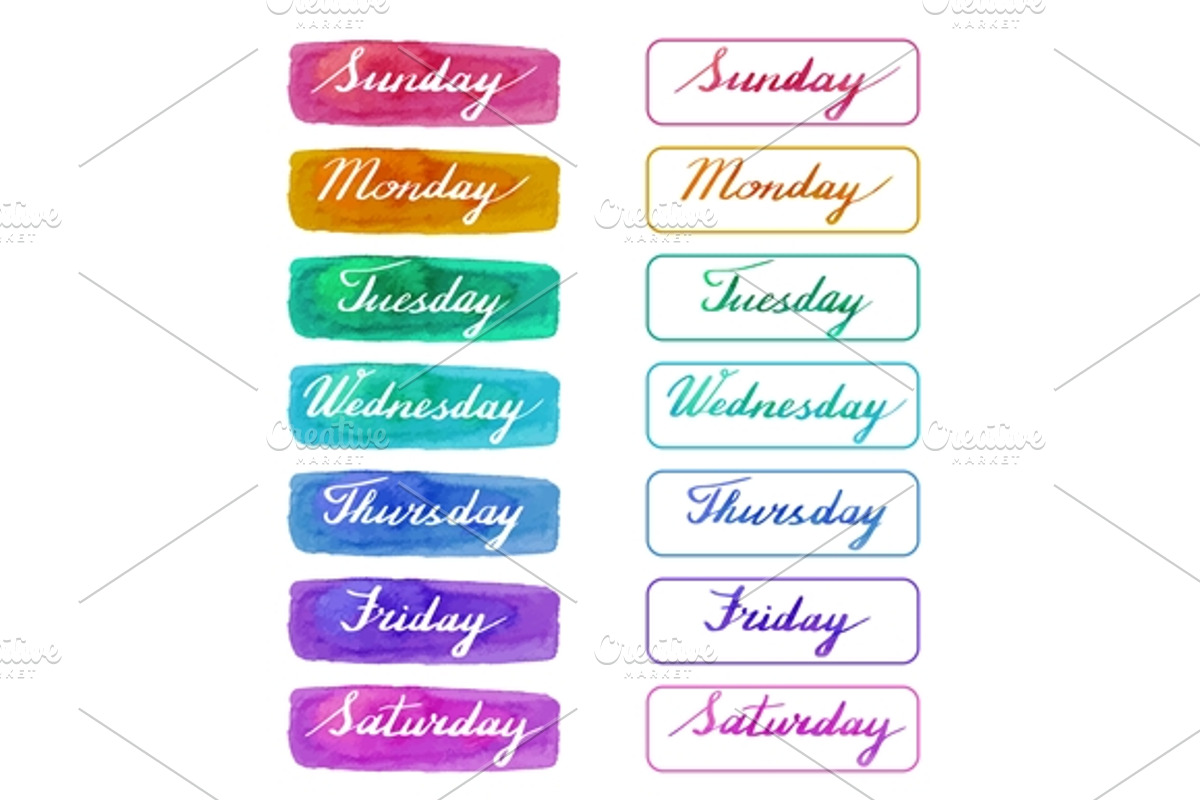 Handwritten days of the week, a Templates & Theme by Sunshine Art Shop