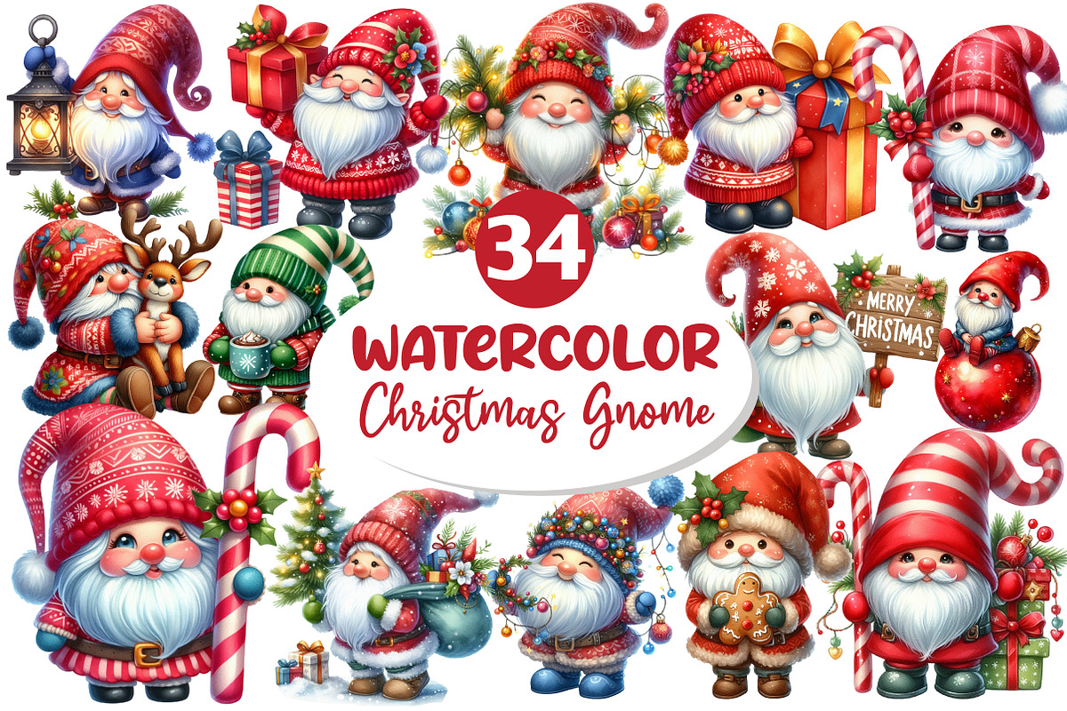 Cute Christmas Gnome Sublimation, an Illustration by Dream Creation (Photo 1 of 7)