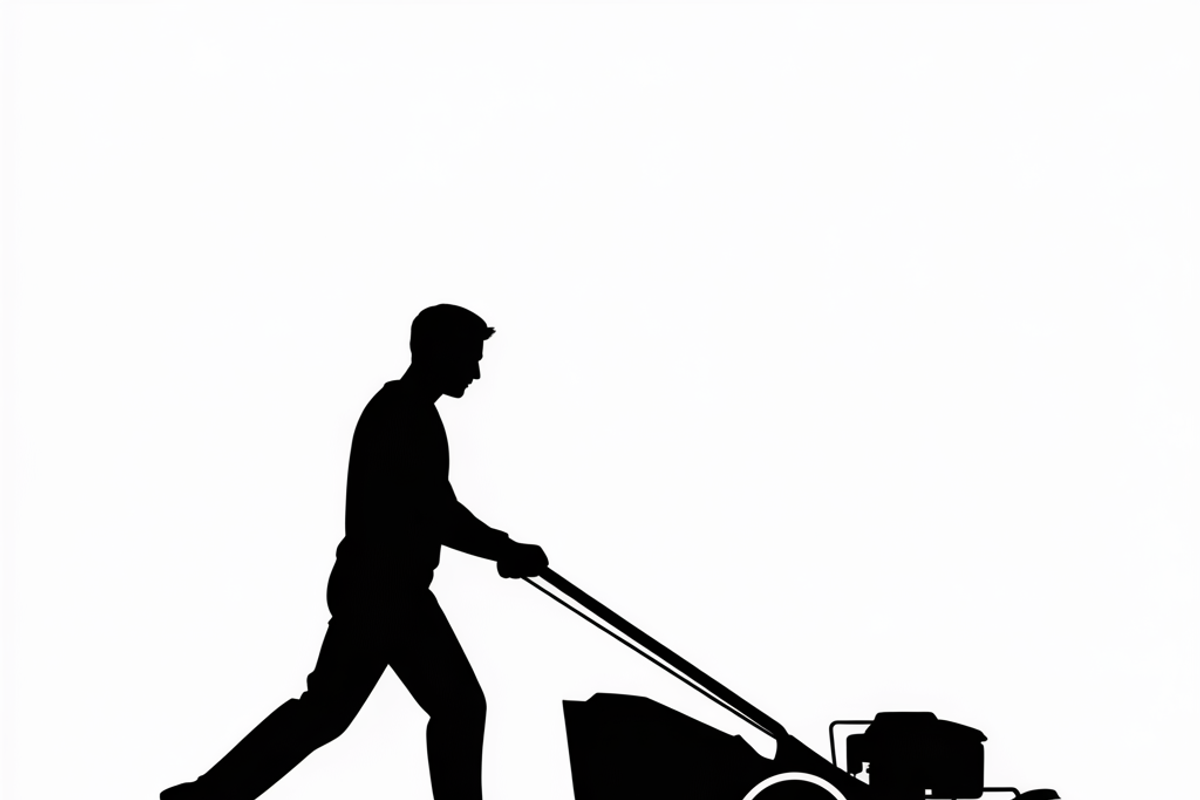 silhouette of a man mowing the lawn, an Illustration by Amazin_art (Photo 7 of 21)