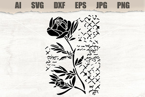 Stencil Peony flower, a Texture Illustration by MARYCRAFTIRIA