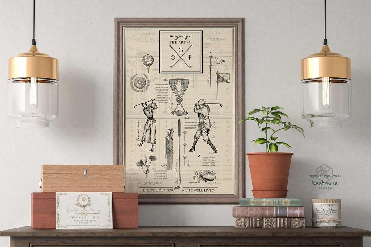 Vintage Golf Illustrations, an Illustration by beehouse