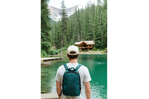 Back View of a Hiker with Backpack, a Nature Photo by Lermont51
