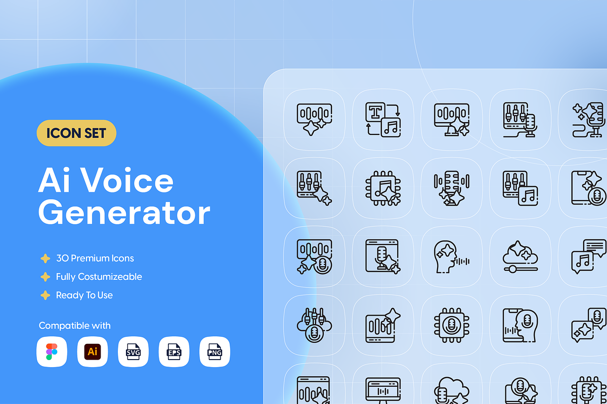 Ai Voice Generator Icon Set, an Outline Icon by Nathaya Studio (Photo 1 of 2)