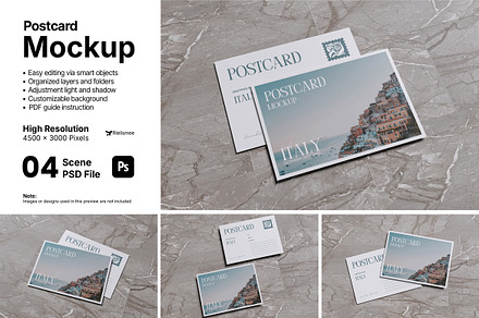 Postcard Mockup Bundle Set