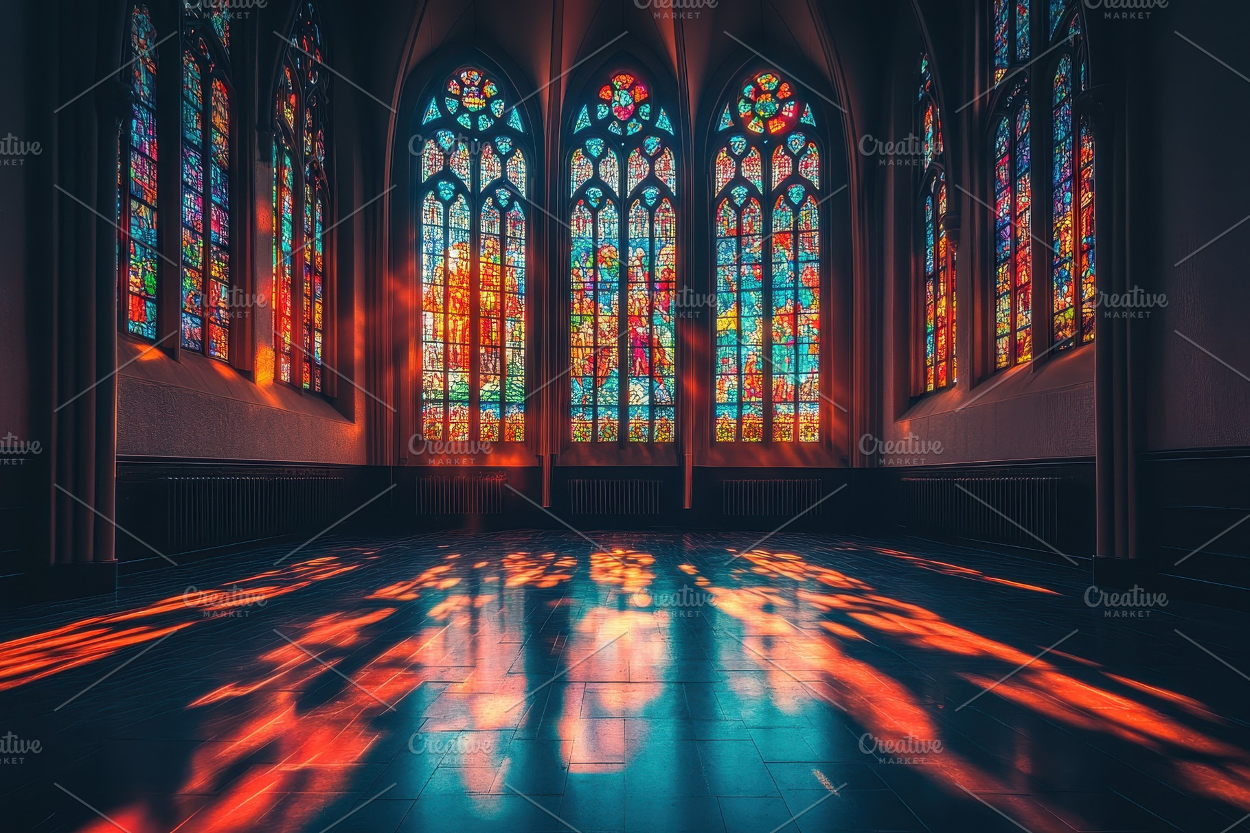 A church with stained glass windows, a Wallpaper Photo by Pavel_design