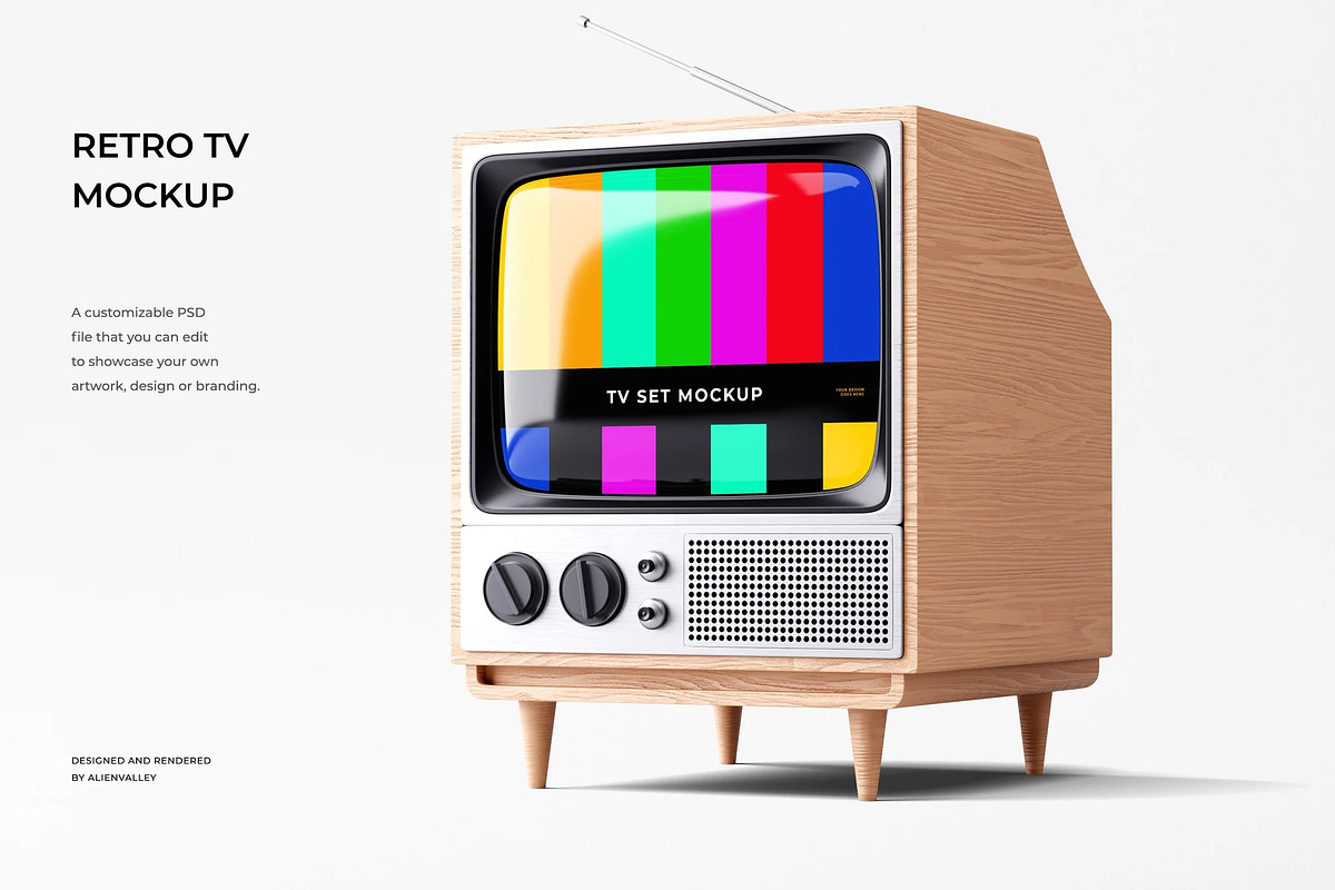 Retro TV Mockup, a Product Mockup by zpackcreative (Photo 1 of 4)