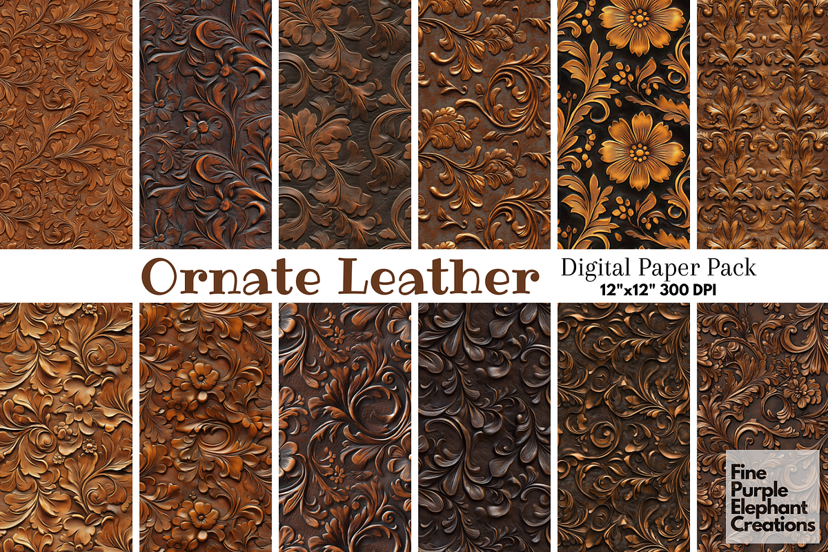 Brown Tooled Leather Embossed Cowboy, a Texture Graphic by Fine Purple Elephant (Photo 1 of 5)