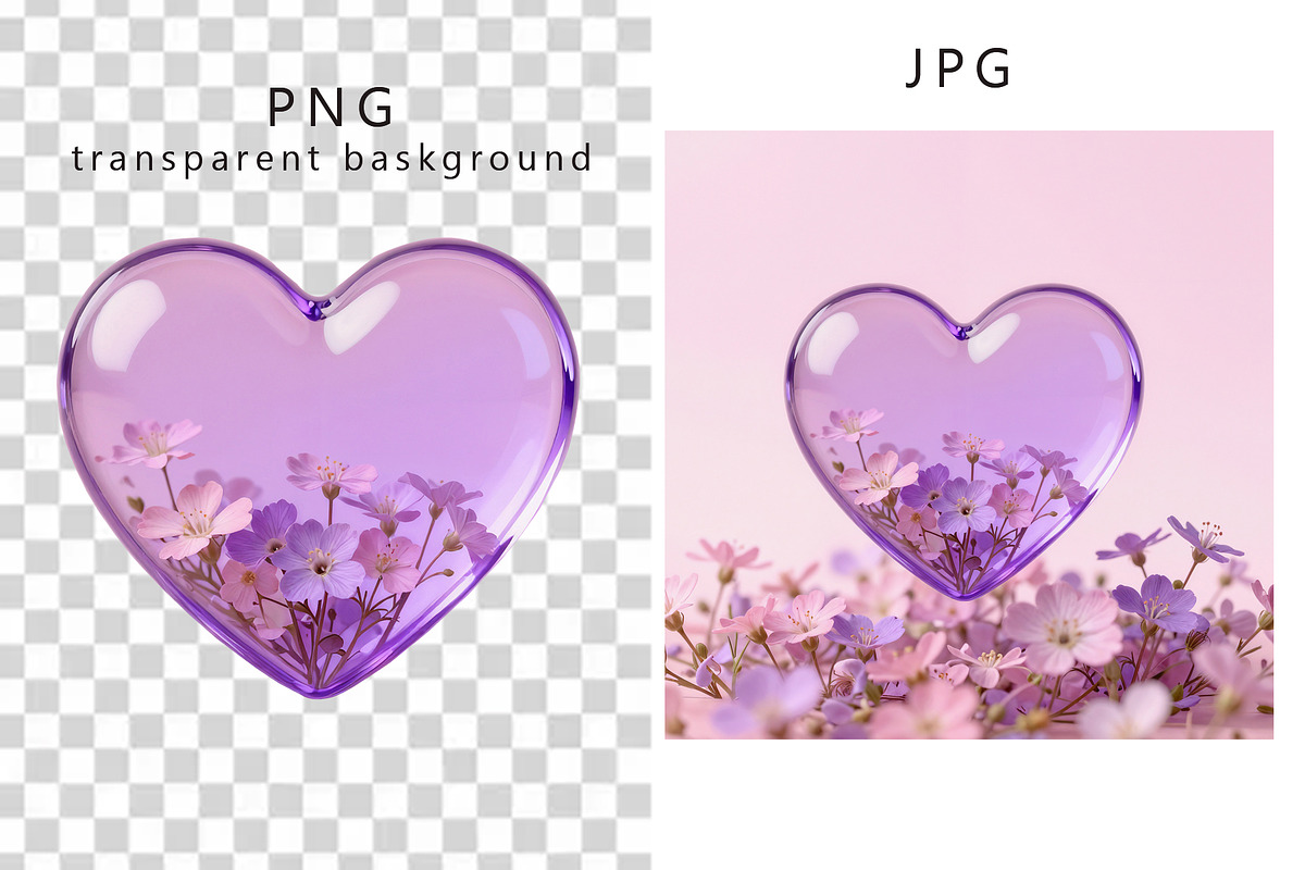 Glass Heart Flowers Clip Art, a Decorative Illustration by TetianaArt (Photo 5 of 10)