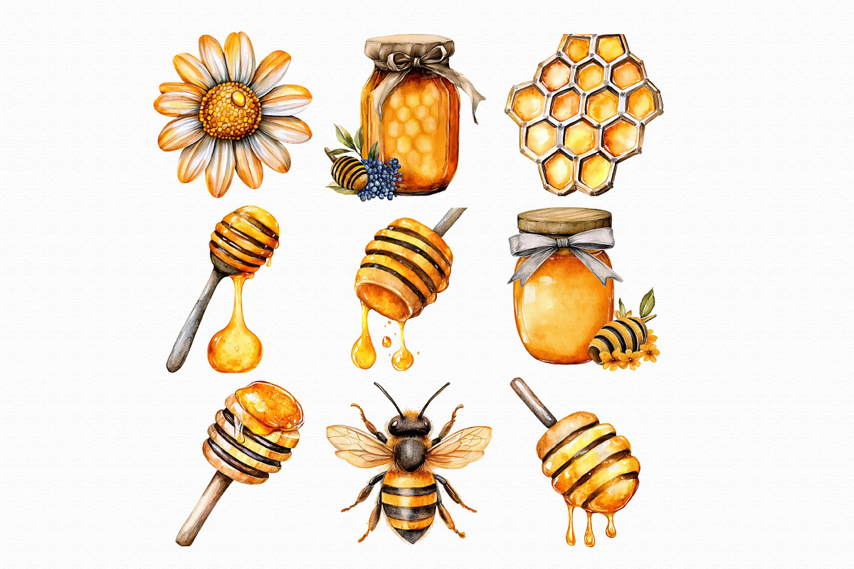 Watercolor Honey Clipart, an Illustration by Libby Wishes (Photo 4 of 5)